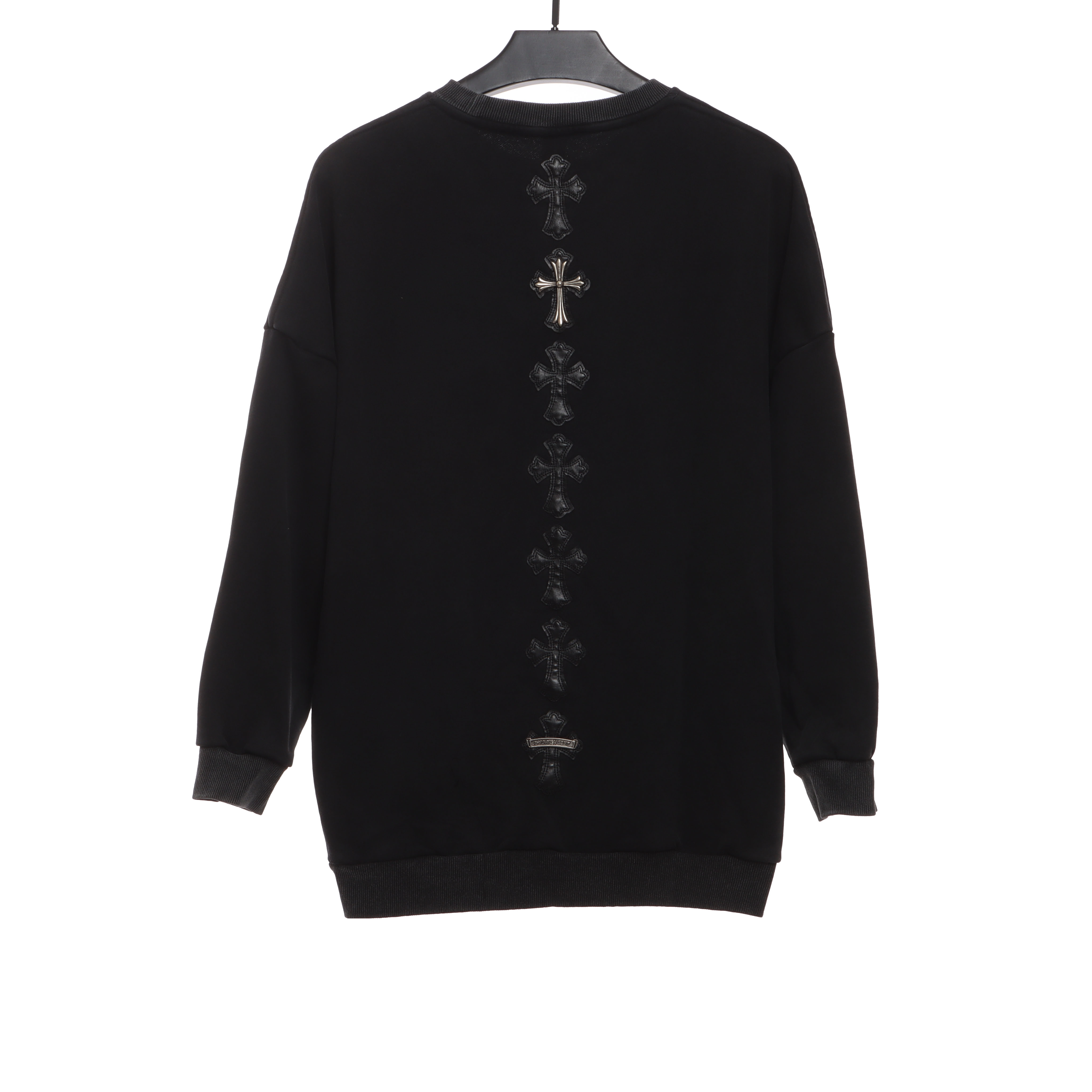 Chrome Hearts embroidered leather silver round neck Hoodie