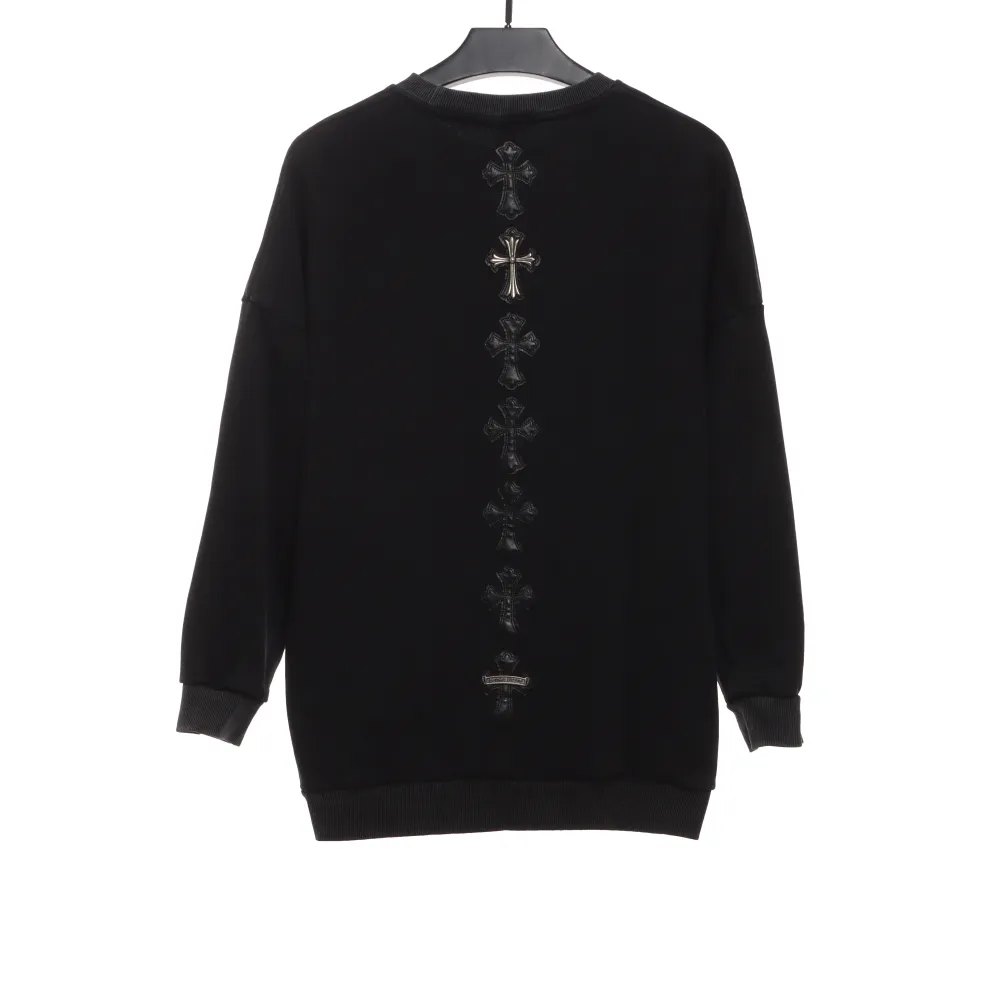  Chrome Hearts embroidered leather silver round neck Hoodie