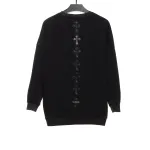  Chrome Hearts embroidered leather silver round neck Hoodie