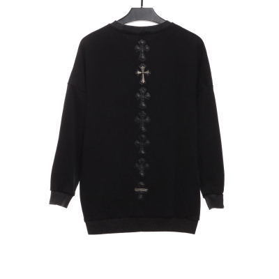  Chrome Hearts embroidered leather silver round neck Hoodie 02