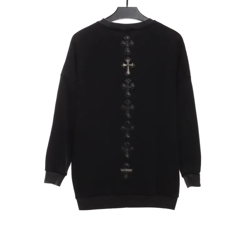  Chrome Hearts embroidered leather silver round neck Hoodie