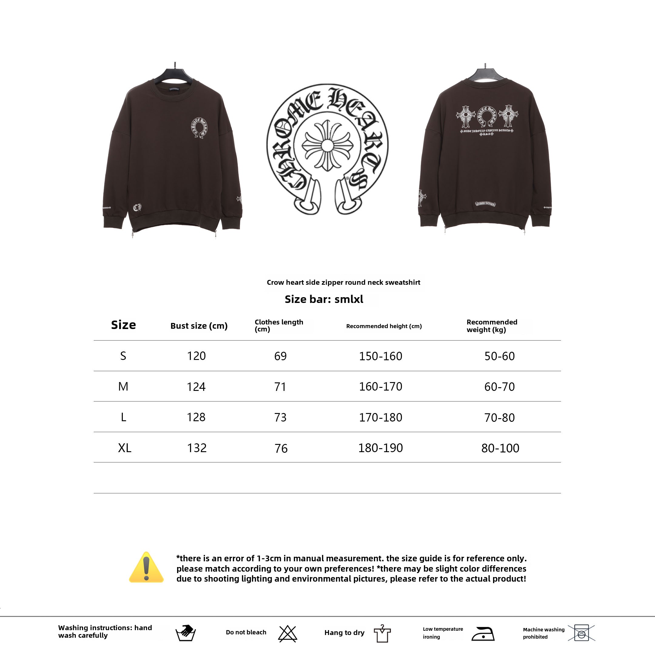 Chrome Hearts side zipper round neck Hoodie