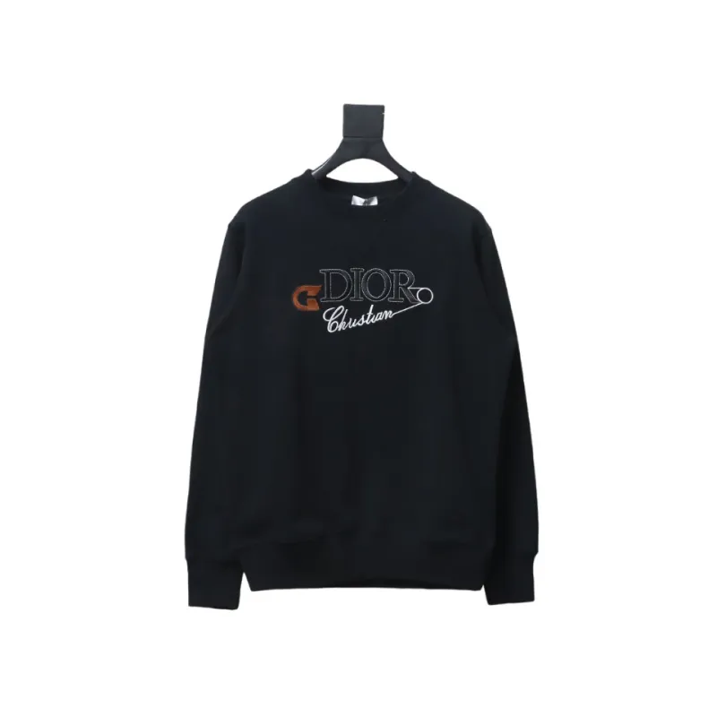  Dior CD pin embroidered round neck Hoodie