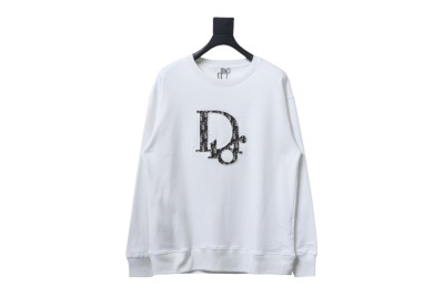 Dior chest old flower patch embroidered round neck Hoodie 1 01