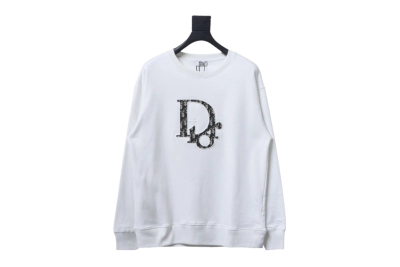 Dior chest old flower patch embroidered round neck Hoodie 1 01