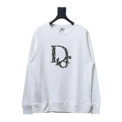 Dior chest old flower patch embroidered round neck Hoodie 1 01
