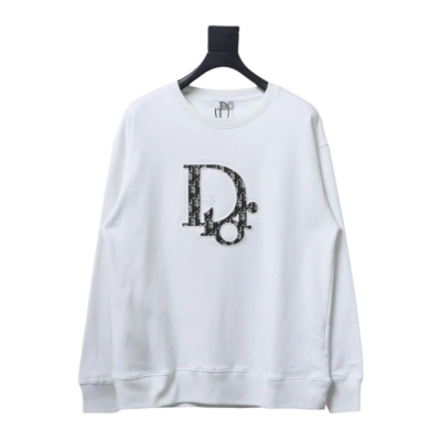 Dior chest old flower patch embroidered round neck Hoodie 1 01