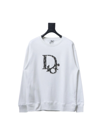 Dior chest old flower patch embroidered round neck Hoodie 1 01