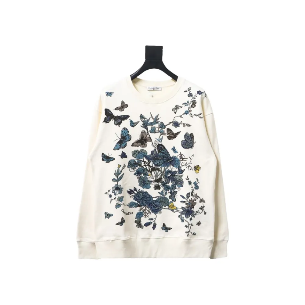 Dior floral butterfly round neck Hoodie 1