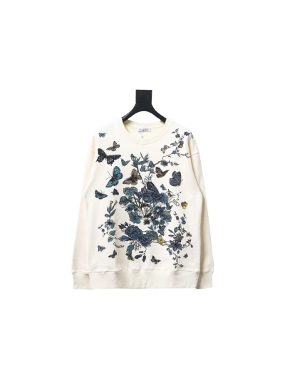Dior floral butterfly round neck Hoodie 1 01