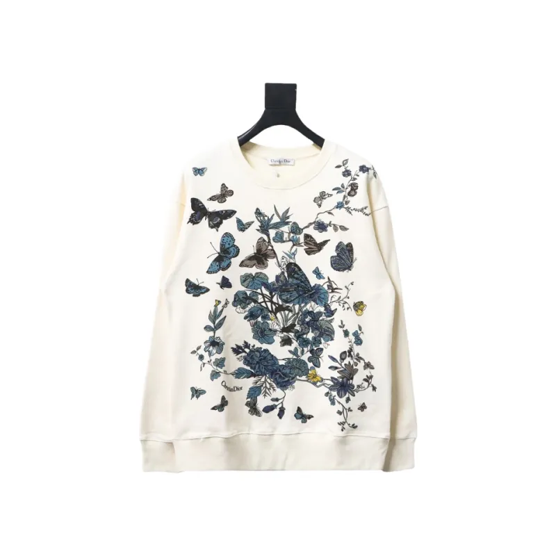 Dior floral butterfly round neck Hoodie 1