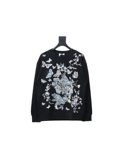 Dior floral butterfly round neck Hoodie 2 01