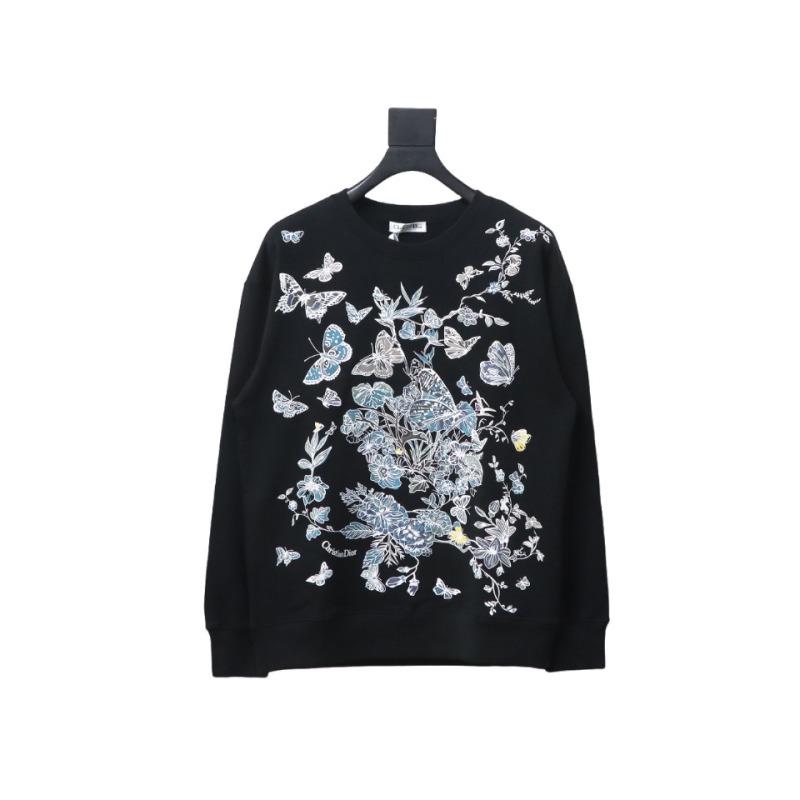  Dior floral butterfly round neck Hoodie 2