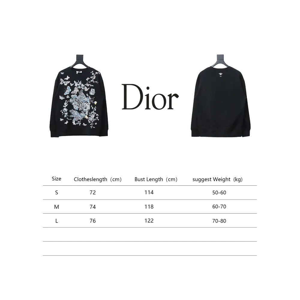 Dior floral butterfly round neck Hoodie 2