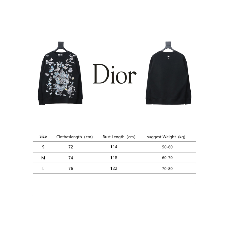  Dior floral butterfly round neck Hoodie 2