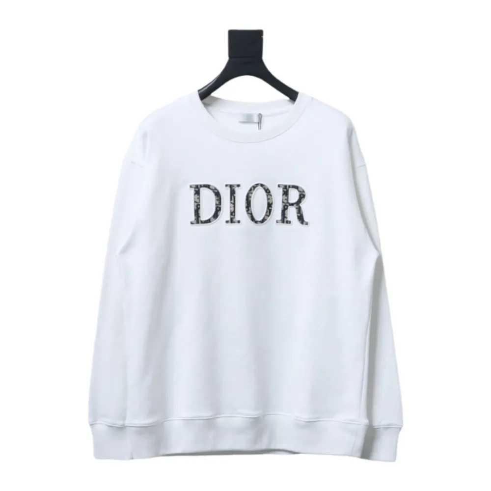  Dior monogram patch letter round neck Hoodie 1
