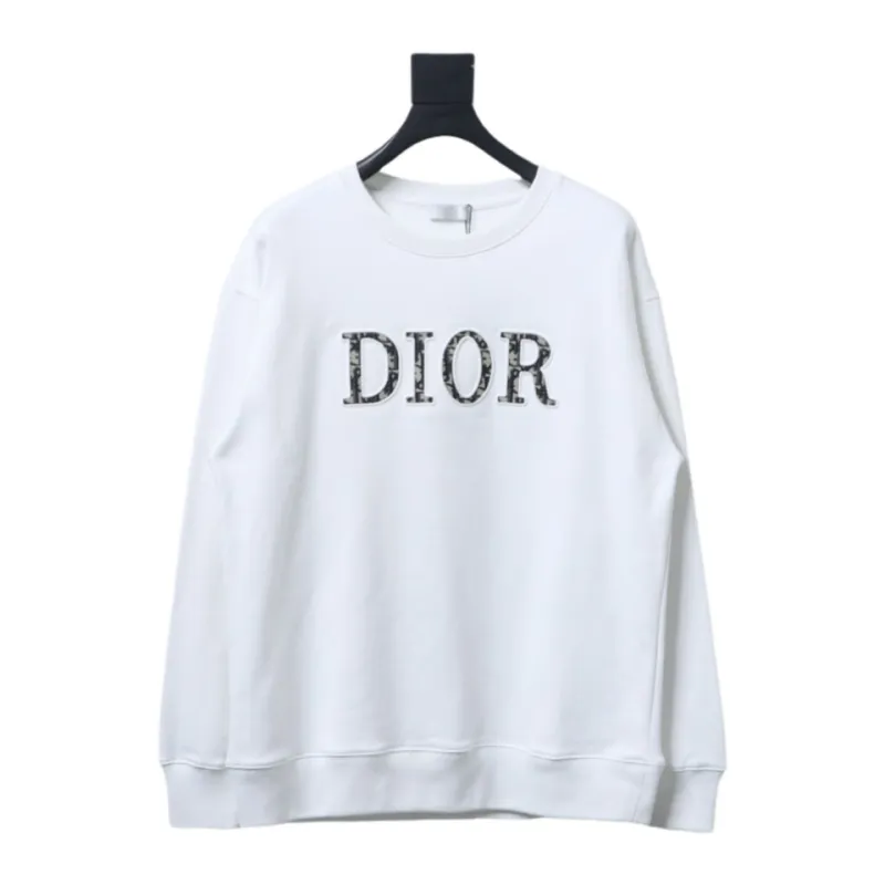  Dior monogram patch letter round neck Hoodie 1