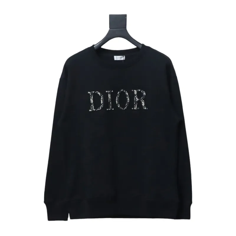  Dior monogram patch letter round neck Hoodie 2