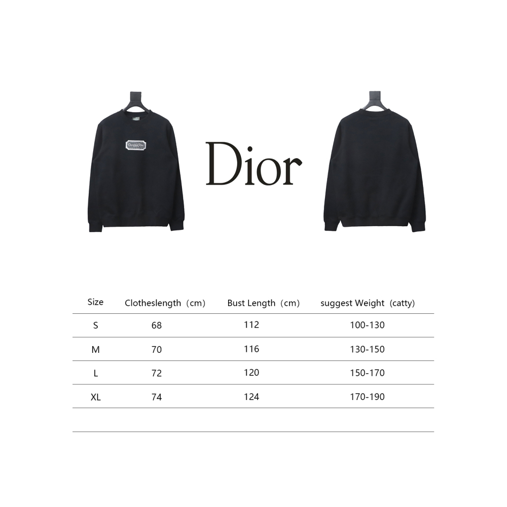  Dior silver label embroidered round neck plus velvet Hoodie 1
