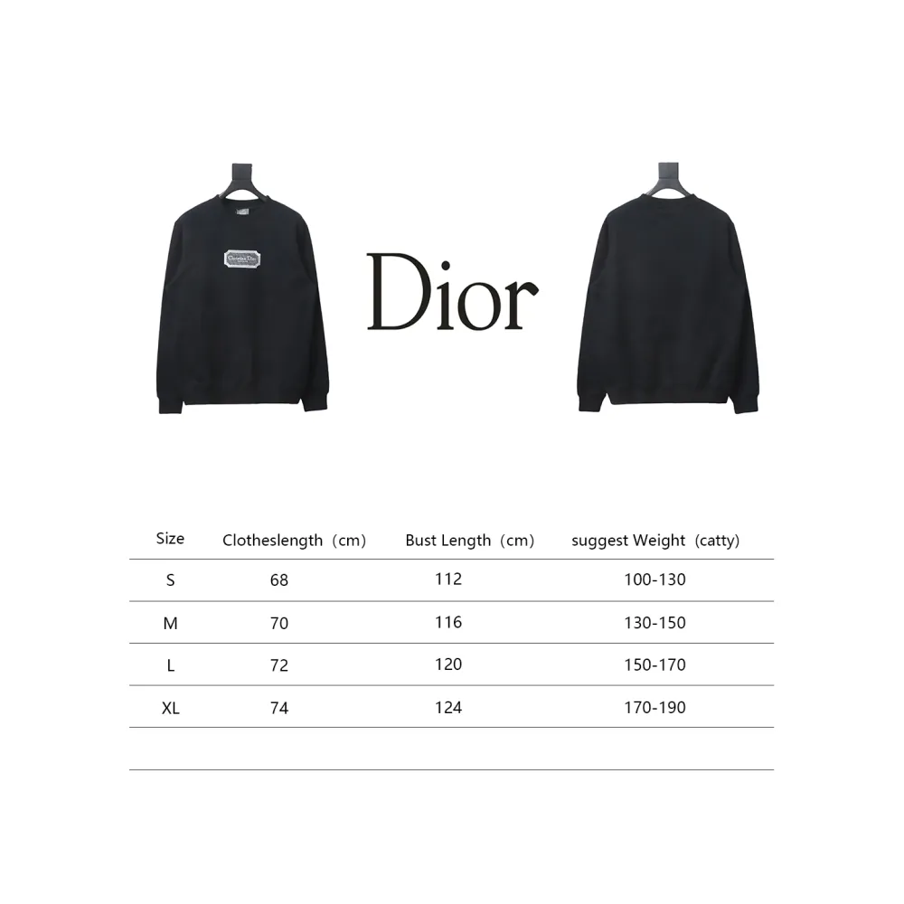 Dior silver label embroidered round neck plus velvet Hoodie 1