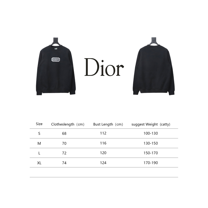 Dior silver label embroidered round neck plus velvet Hoodie 1