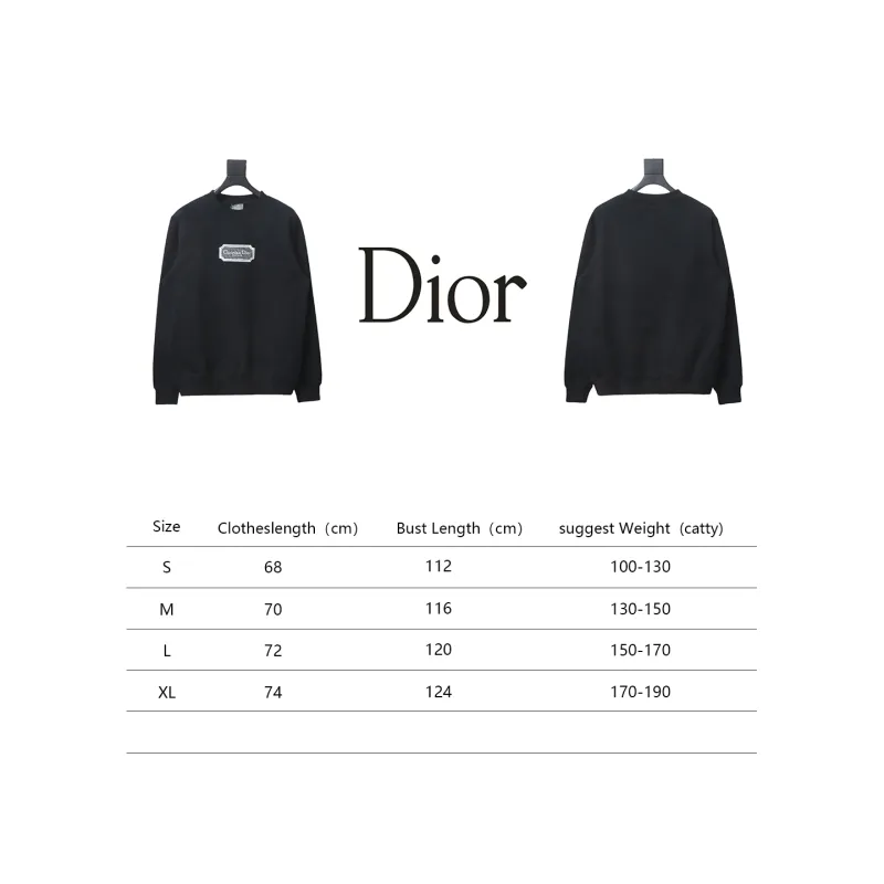  Dior silver label embroidered round neck plus velvet Hoodie 1