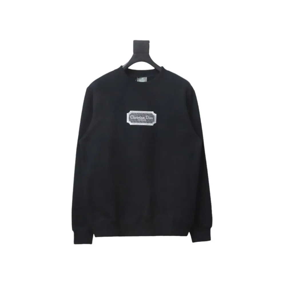 Dior silver label embroidered round neck plus velvet Hoodie 1