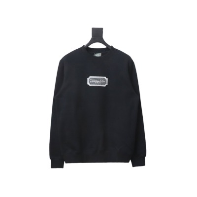  Dior silver label embroidered round neck plus velvet Hoodie 1 01
