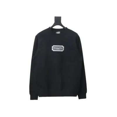 Dior silver label embroidered round neck plus velvet Hoodie 1 01