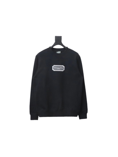 Dior silver label embroidered round neck plus velvet Hoodie 1 01