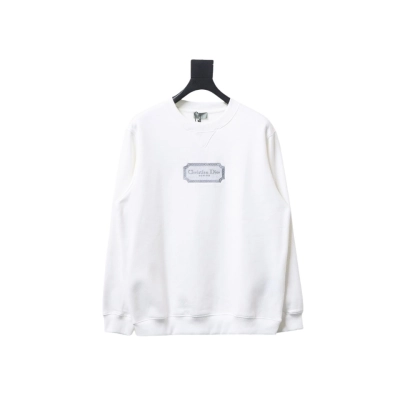 Dior silver label embroidered round neck plus velvet Hoodie 2 01