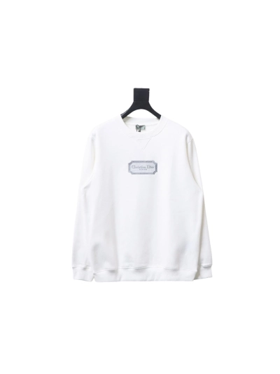 Dior silver label embroidered round neck plus velvet Hoodie 2 01