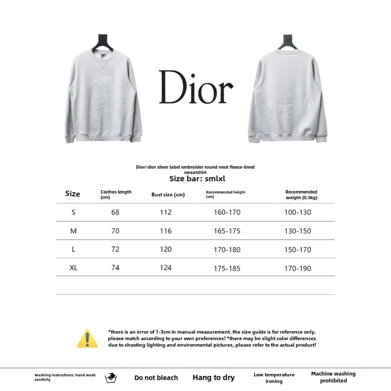  Dior silver label embroidered round neck plus velvet Hoodie 3