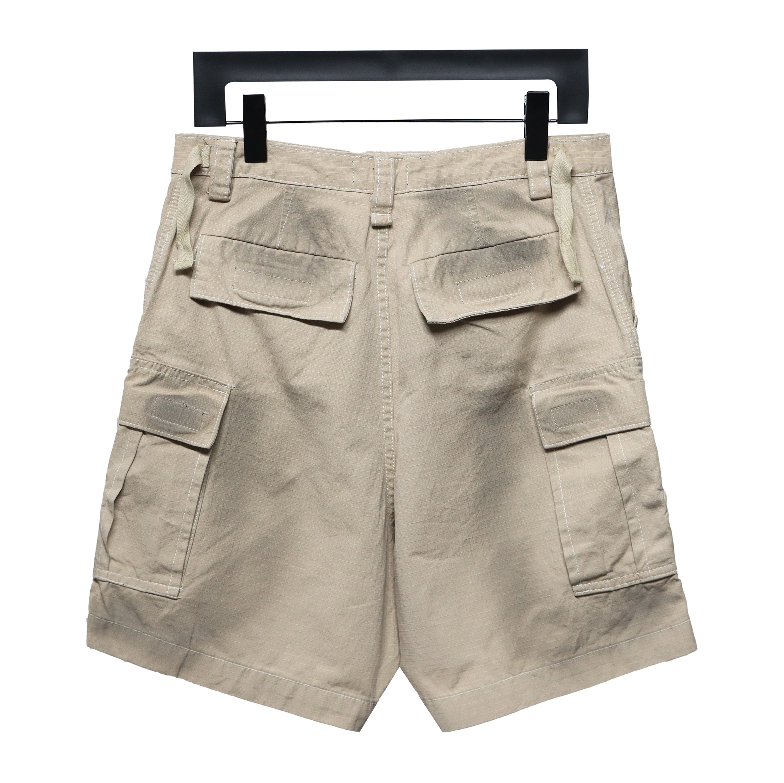  Balenciaga24ss heavy hand-painted dirty plaid fabric pocket denim shorts Jeans