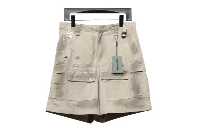 Balenciaga24ss heavy hand-painted dirty plaid fabric pocket denim shorts Jeans 01