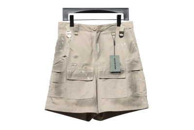 Balenciaga24ss heavy hand-painted dirty plaid fabric pocket denim shorts Jeans 01