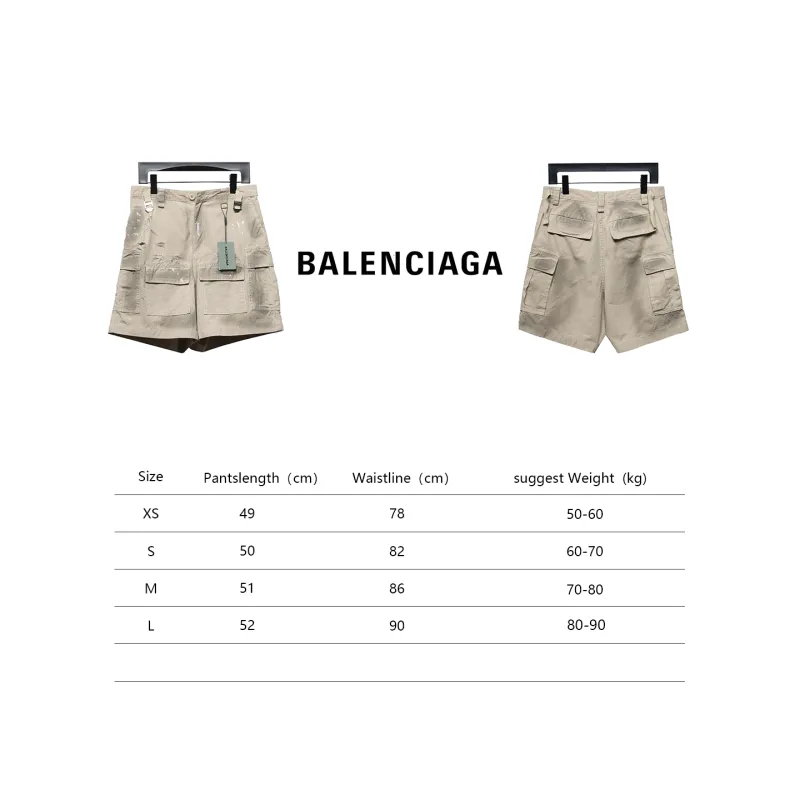 Balenciaga24ss heavy hand-painted dirty plaid fabric pocket denim shorts Jeans
