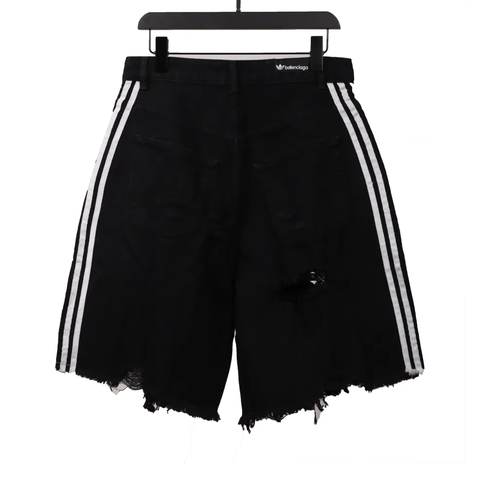 Balenciaga co-branded washed and ripped denim shorts Jeans
