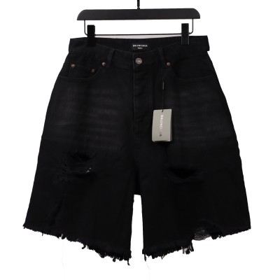  Balenciage co-branded washed and ripped denim shorts Jeans 02