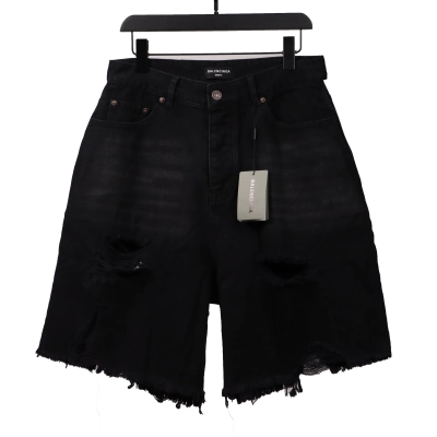 Balenciaga co-branded washed and ripped denim shorts Jeans 02