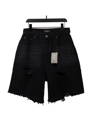 Balenciaga co-branded washed and ripped denim shorts Jeans 02