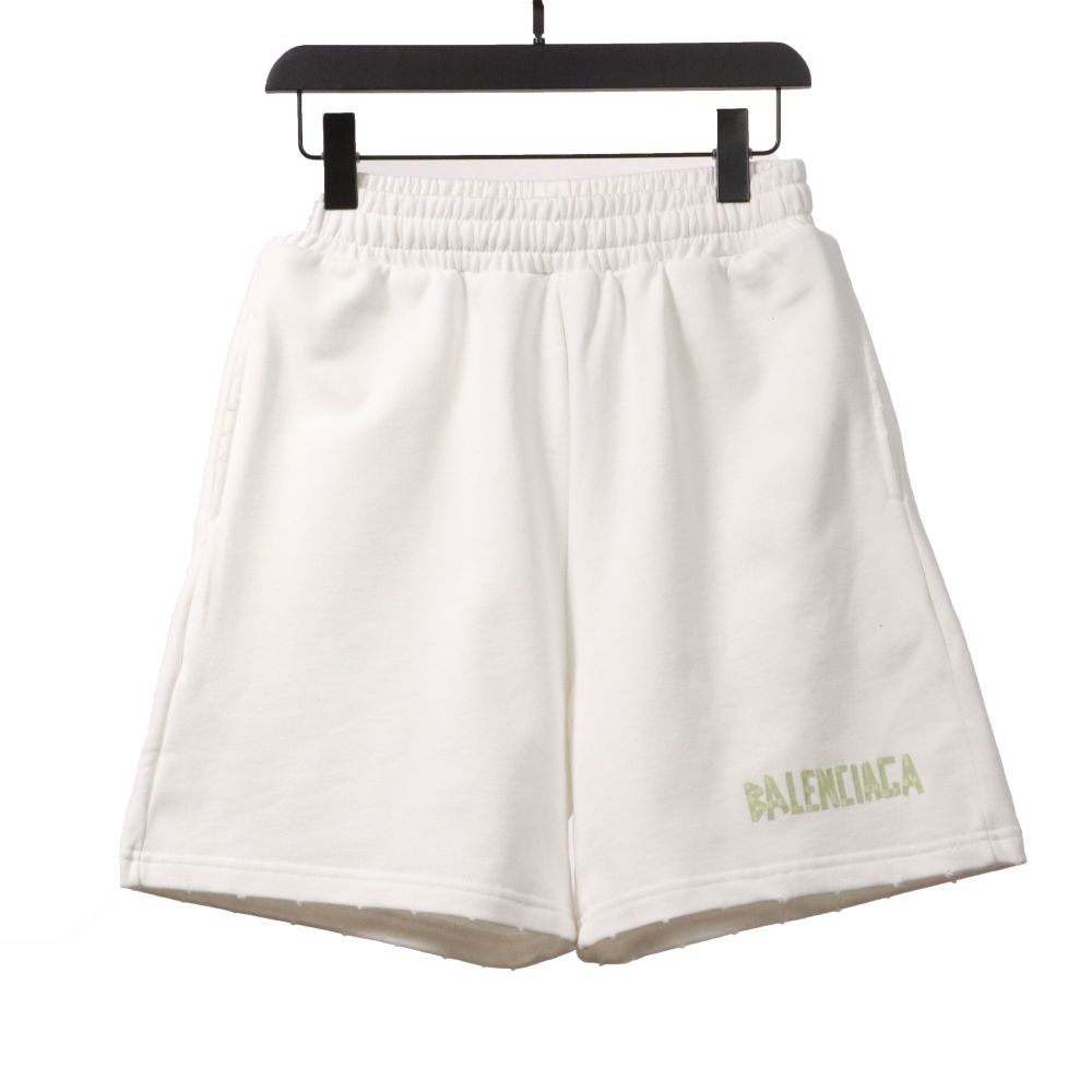  Balenciage distressed tape Short Pants white