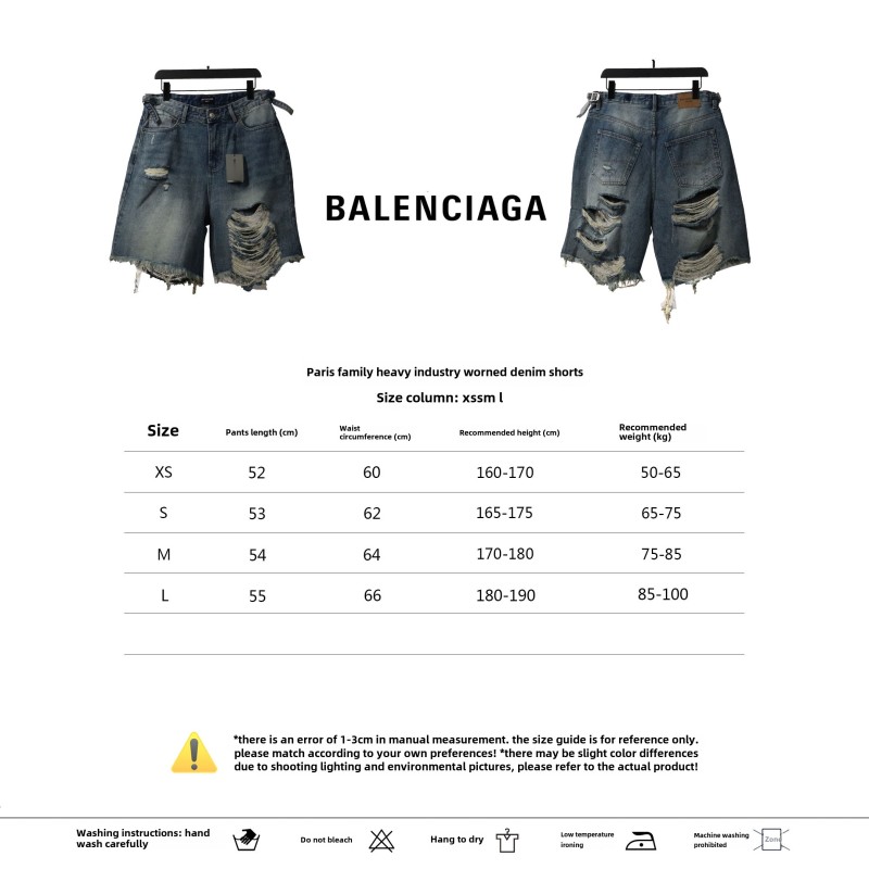  Balenciage heavy work distressed denim shorts Jeans