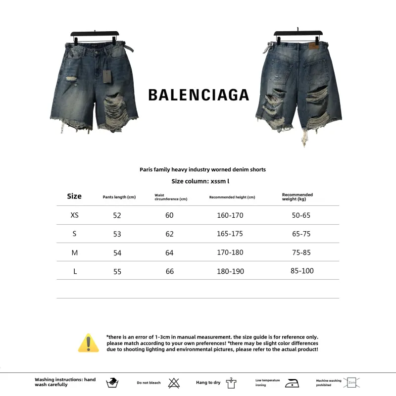 Balenciaga heavy work distressed denim shorts Jeans
