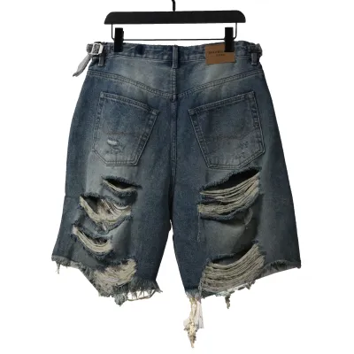 Balenciaga heavy work distressed denim shorts Jeans 02