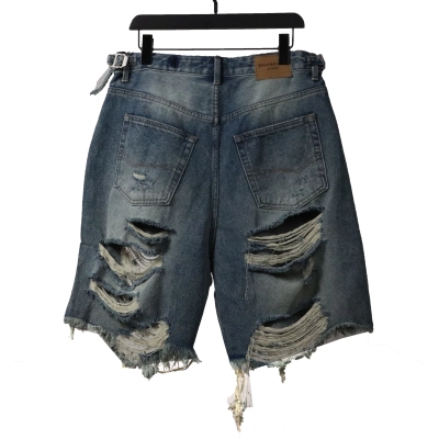 Balenciage heavy work distressed denim shorts Jeans 02