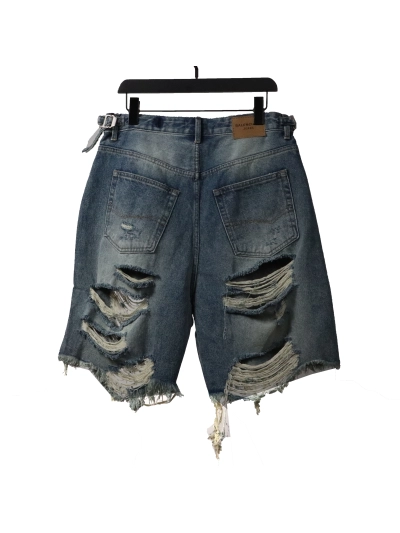 Balenciaga heavy work distressed denim shorts Jeans 02