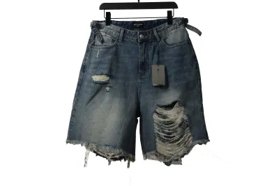 Balenciaga heavy work distressed denim shorts Jeans 01