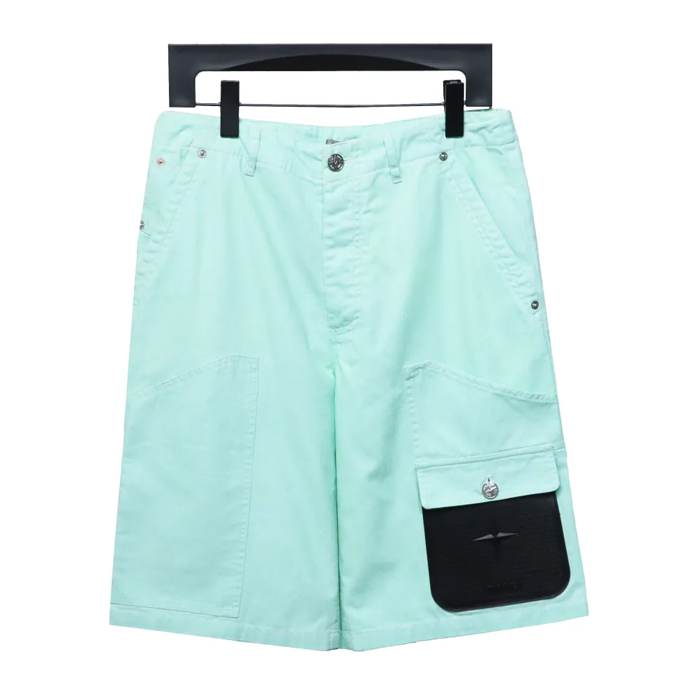 Dior & Stone Island Stone Island co-branded pocket leather label work denim shorts  Jeans 1