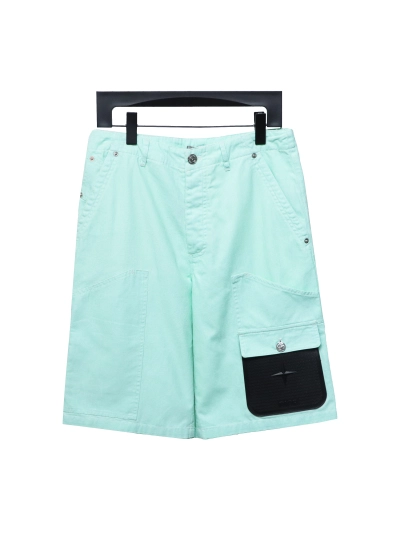 Dior & Stone Island Stone Island co-branded pocket leather label work denim shorts  Jeans 1 01